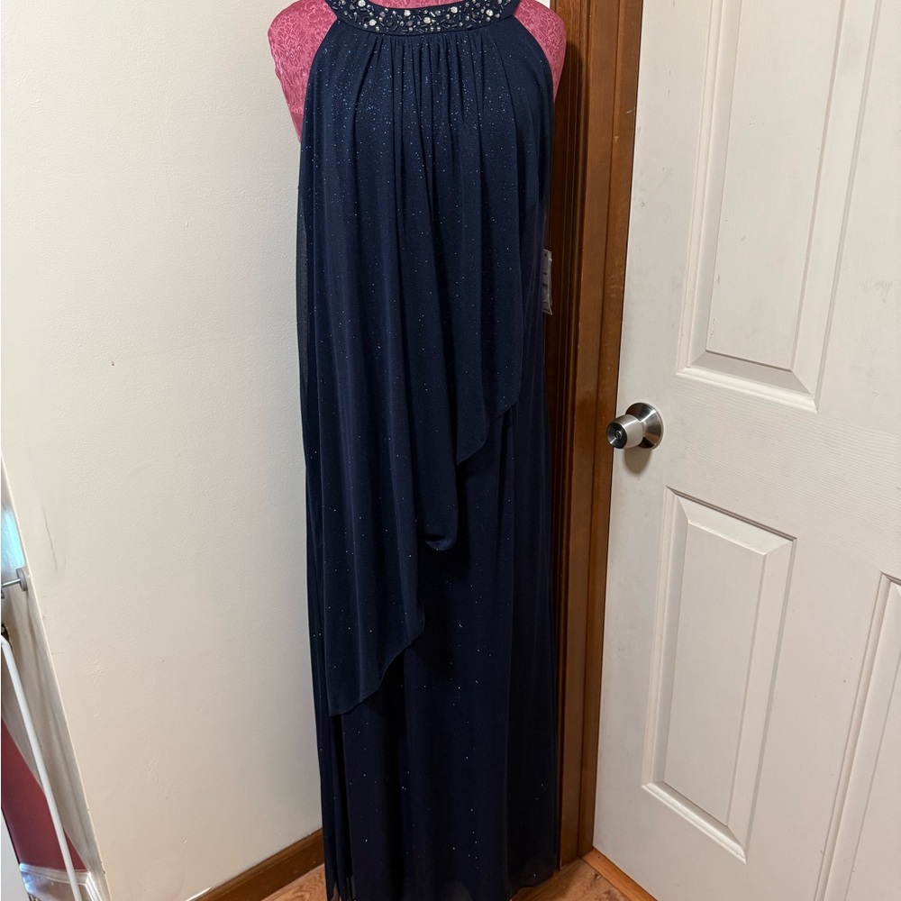 NWT SLNY Midnight Blue Sparkle Dress 14